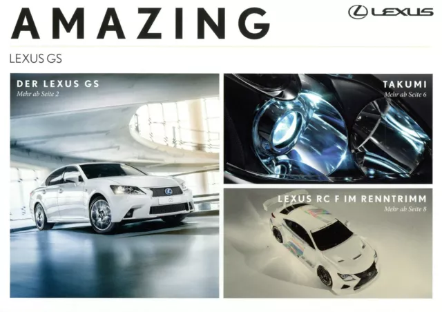 Lexus Amazing Prospekt 2014 D brochure GS300h GS450h RC F GT3-Rennwagen broszura