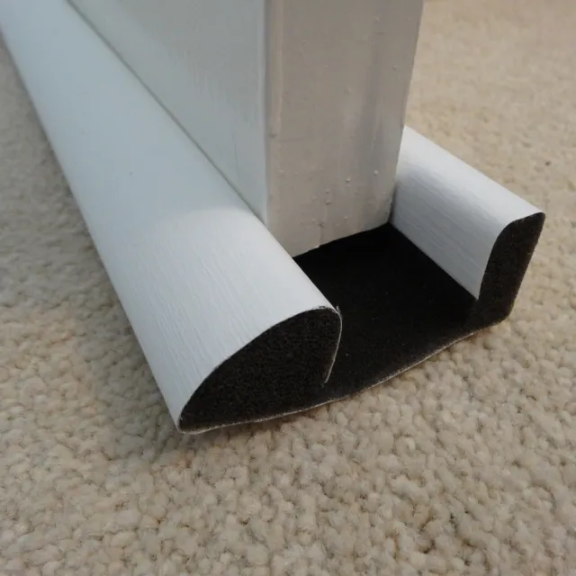 Energy Saving White Twin Foam Internal Bottom Under Door Draught Excluder 914mm