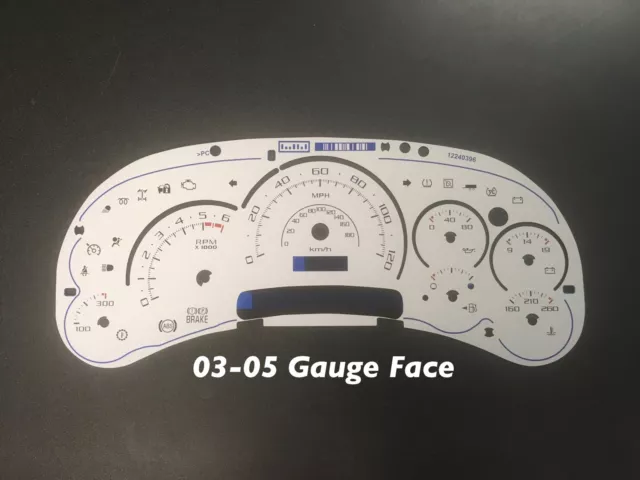 03 04 05 Silverado,Tahoe Speedometer gauge face,  with trannny temp .FOR LEDS