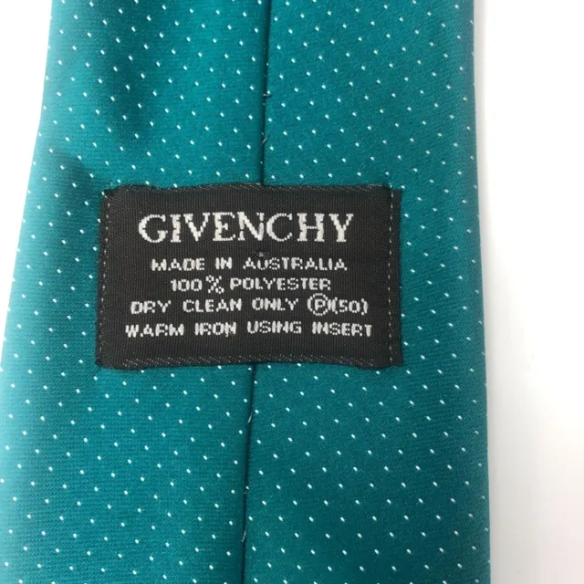 Givenchy Tie Men's Wide Green White Spots Made in Australia 1980's Vintage