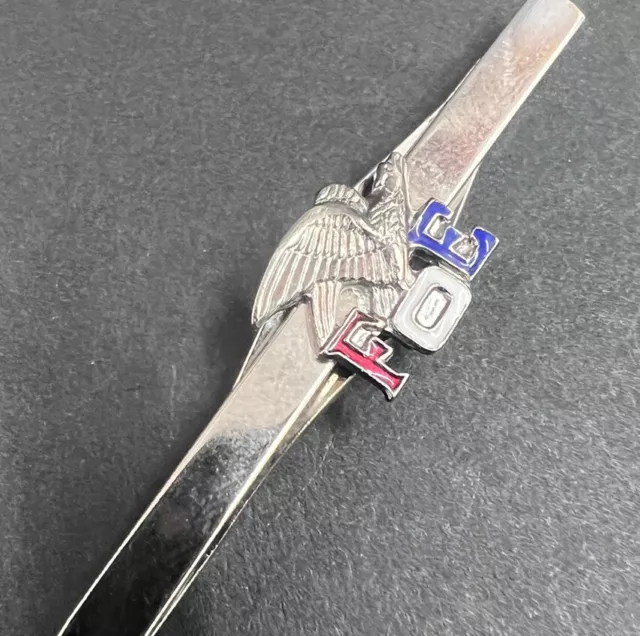 Vintage FOE Fraternal Order of Eagles Vintage Tie Bar Clip Silver