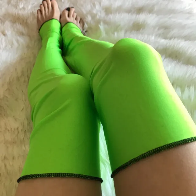 Neon Green Spandex Leg Warmers Cyber Boot Covers Cosplay Halloween Costume Pants