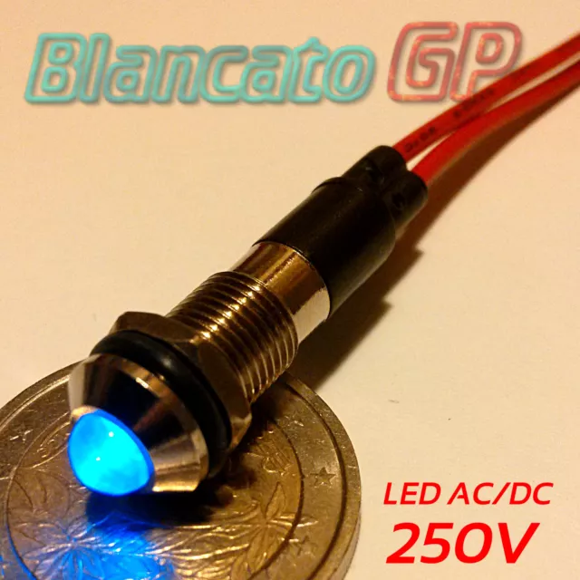 VOYANT LED BLEU 220V AC Metal  Rond  8mm Courant Alternatif Maison  Éclairage EUR 3,00 - PicClick FR