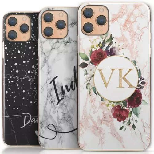 Personnalisé Initiale Téléphone Étui ;p Encre Marbre Fleur Rigide pour Apple /