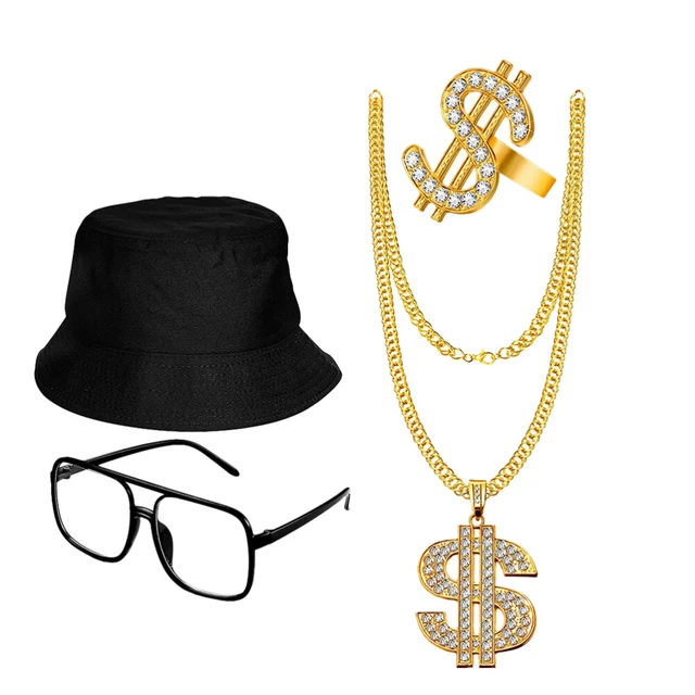 4 pz tuta hip hop lega costume rapper hip hop cappello a secchio nero