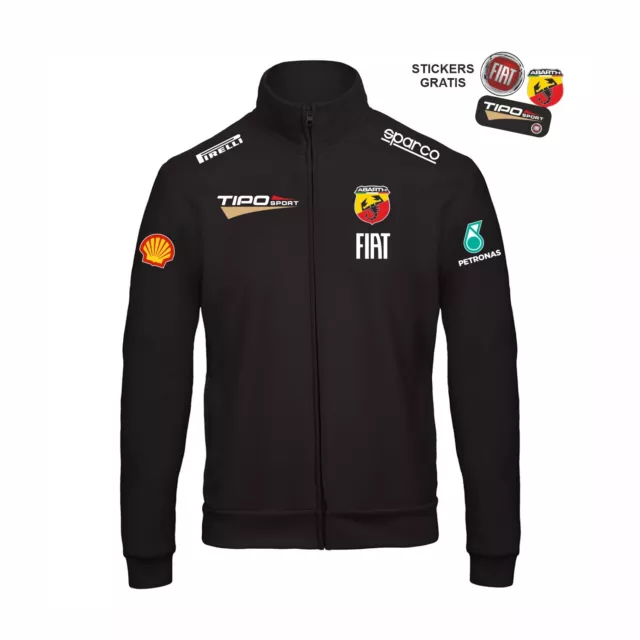 Felpa ZIP Fiat TIPO Abarth SPORT ITALIA rally motor sport + 3 Stickers