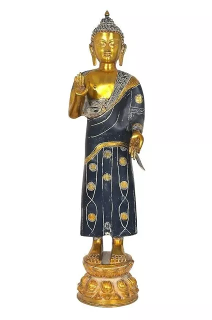 colorful brass standing big size buddha statue idol showpiece/gift item