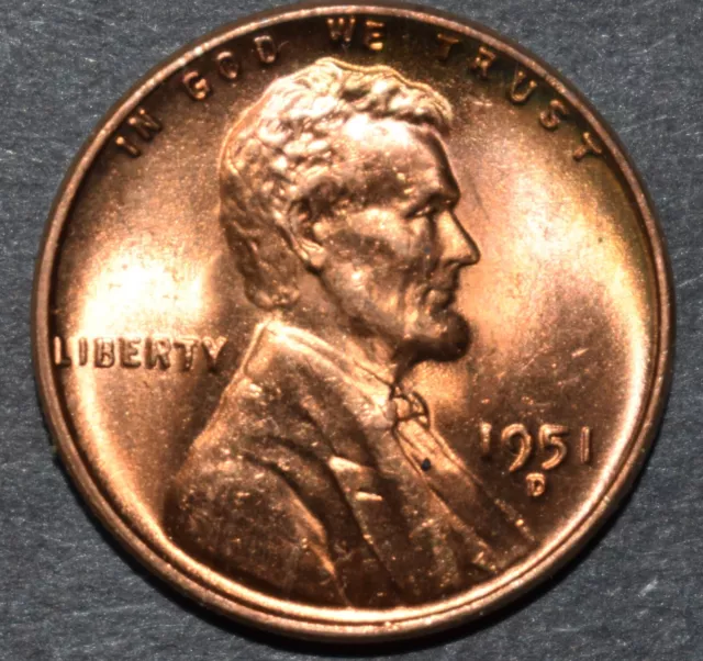 1951 D Lincoln Wheat Penny Choice BU Mint Luster Red Uncirculated - 89Z