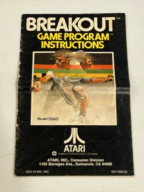 Atari 2600 Breakout Game Manual Only