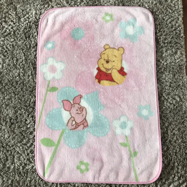 Pink Winnie the Pooh Plush Baby Blanket Crib Toddler Bed 30" x 45" Disney Piglet