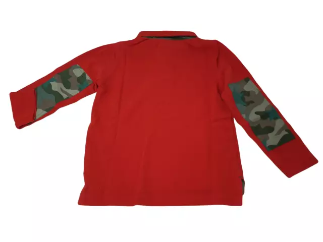 Polo rouge Ex Mini Boden garçon avec camouflage et logo canin manches longues 2-9 ans NEUF 3