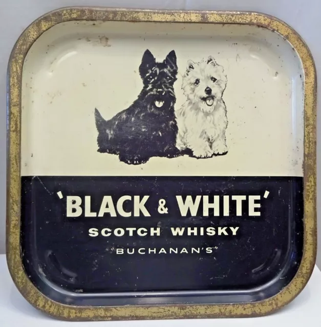 BLACK & WHITE SCOTCH WHISKEY BUCHANAN'S Tin Publicité Portion Plateau Collection