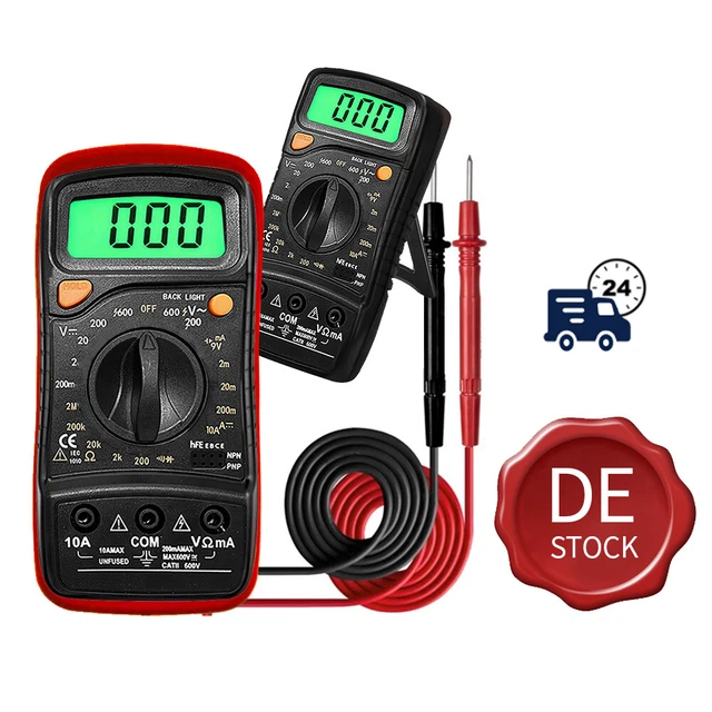 Digital Multimeter Mit 1999 Zählungen – Spannungsprüfer Für AC/DC, Strom, Widerstand, Diode, Großes LCD, Klappständer – Für Elektriker & Hobby Digital Multimeter Mit 1999 Zählungen – Spannungsprüfer Für AC/DC, Strom, Widerstand, Diode, Großes LCD, Klappständer – Für Elektriker & Hobby