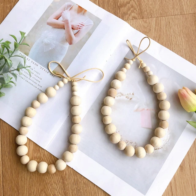 2PCS Bead Curtain Tiebacks with Brass Hooks Boho Curtain Tieback for Home Office
