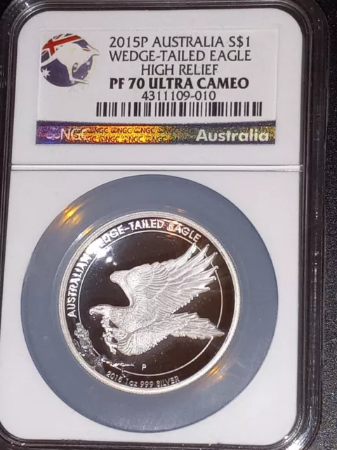 2015P Australia 1 oz Silver Wedge Tailed Eagle High Relief NGC PF 70 Ultra Cameo