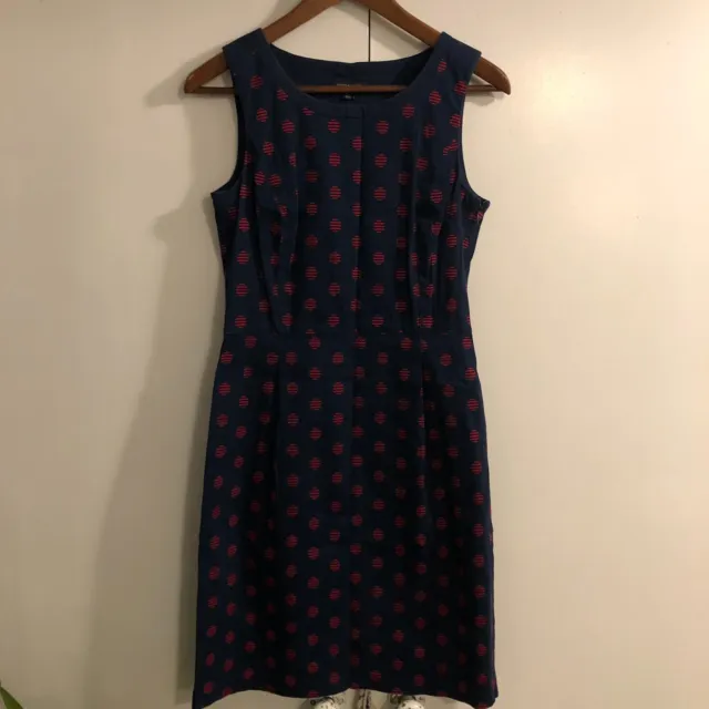 Tommy Hilfiger Dress Womens Size 4 Polka Dot Red Navy Blue Zip Stretch B29