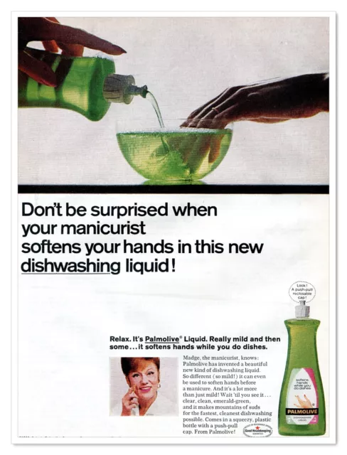 Palmolive Dishwashing Liquid Softens Hands Vintage 1968 Full-Page Magazine Ad