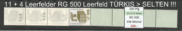 RM Unfallverhütung 100 Pfg RG 500 ROLLENENDE RE 11 + 4 LF türkis (SELTEN !!!) **