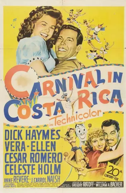 CARNIVAL IN COSTA RICA Movie POSTER 27x40 Dick Haymes Vera-Ellen Cesar Romero