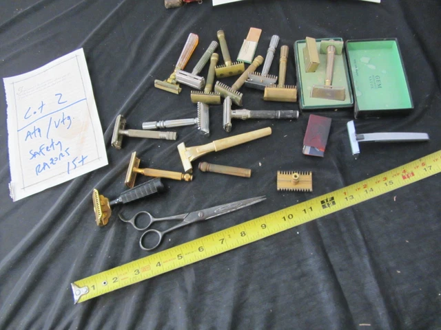 safety razor antique vintage lot collection 15+ units Gem Gillette Schick blade