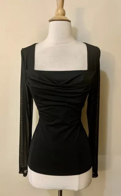 Womens NEW!!! Size Large. Black Cowl Neck Lace Long Sleeve Blouse.