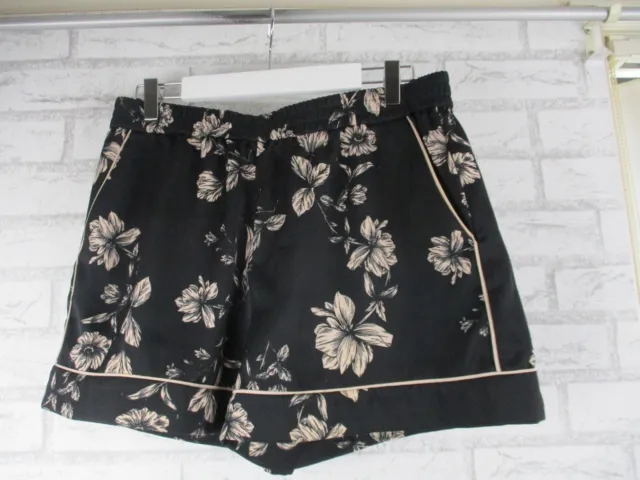 Witchery womens shorts black beige floral print 10 pockets
