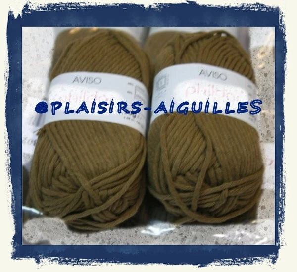 Lot De 10 Pelotes De Coton Phildar Aviso Romarin - Couleur Kaki, Aiguilles 5