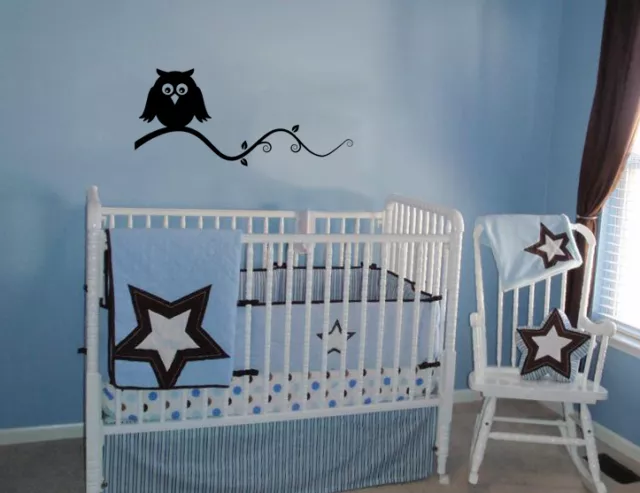 Owl On A Branch Vinyl  Wall Lettering  Birds Animalwords Baby  Nursery Children