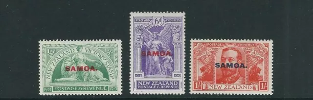 SAMOA 1920 NZ VICTORY ISSUE overprinted (Sc 136, 140-41 3 values only) VF MLH