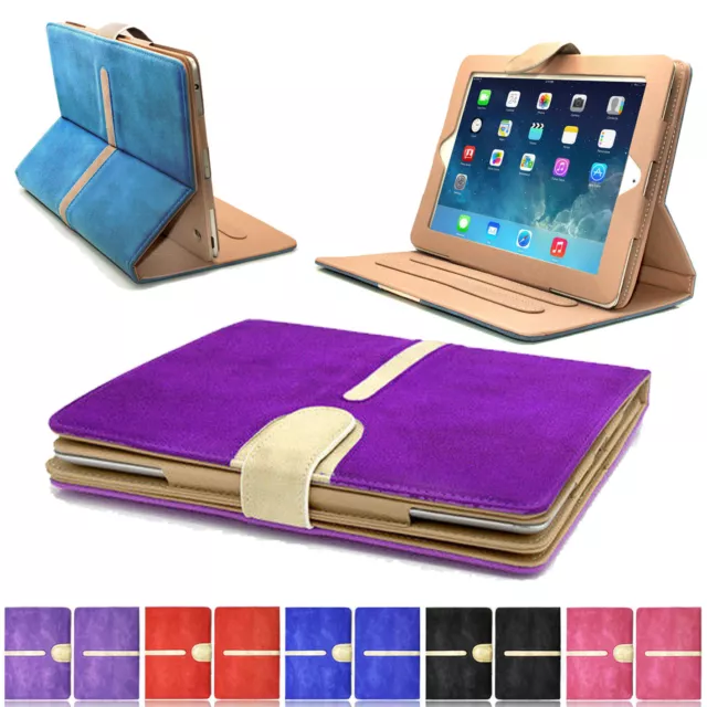 New Stylish Suede Leather Smart Flip Wallet Stand Case Cover For All Apple iPads