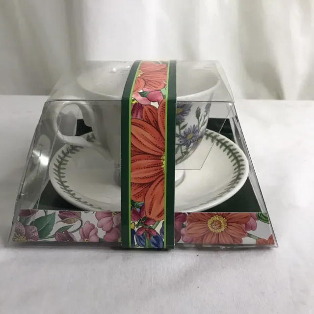 Portmeirion Botanic Garden Teacup & Saucer Aster New In Box Coffee Tea
