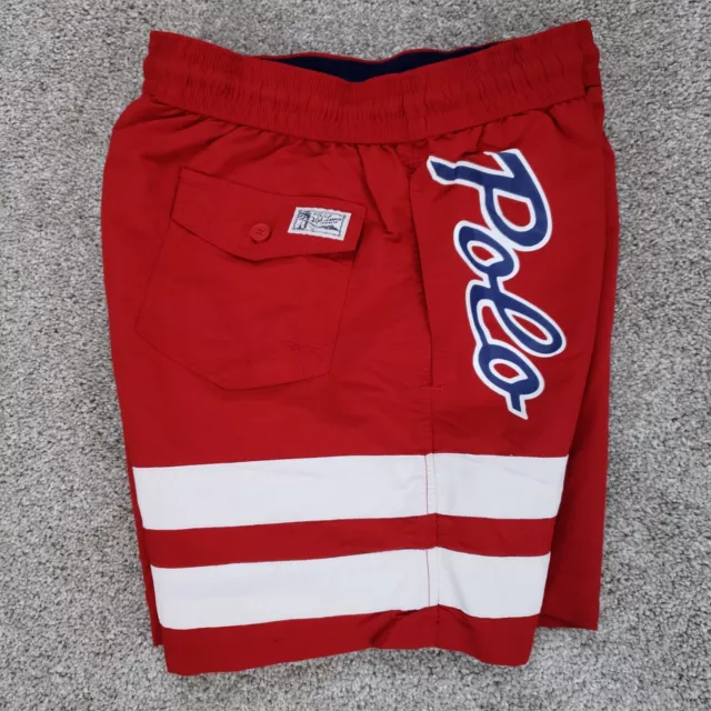 POLO RALPH LAUREN Swim Shorts Mens Large Red Big Pony Lined Trunks 5 ...