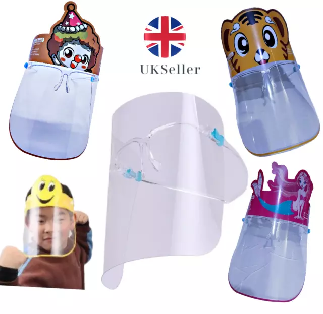 Children Kids Face Shield Full Face Visor Protection Mask Clear Plastic Glasses