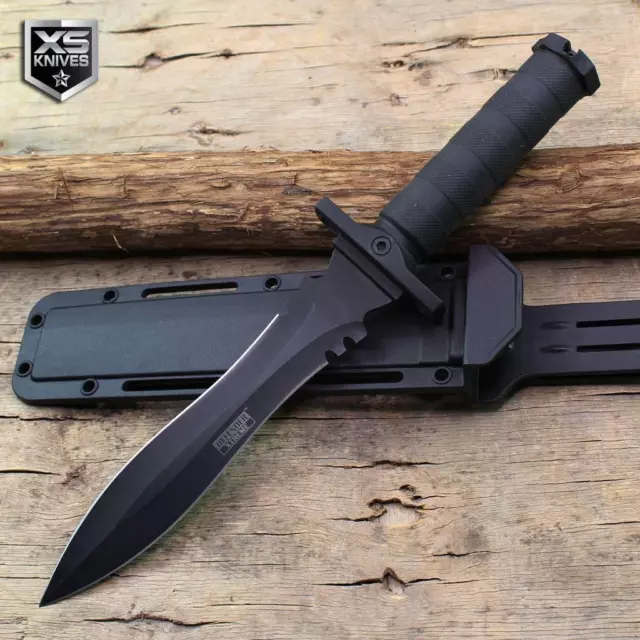 Tactical SURVIVAL Fixed Blade MILITARY COMBAT BOWIE Hunting Knife Black 13.5"