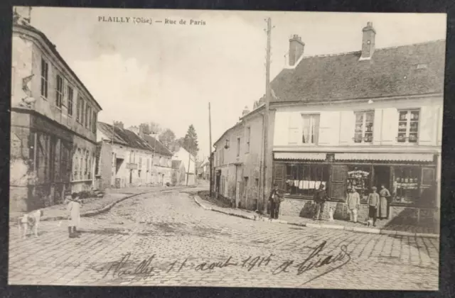 CPA 60 - PLAILLY - Oise - Rue de Paris - animée - 1915 - Chocolat Devinck