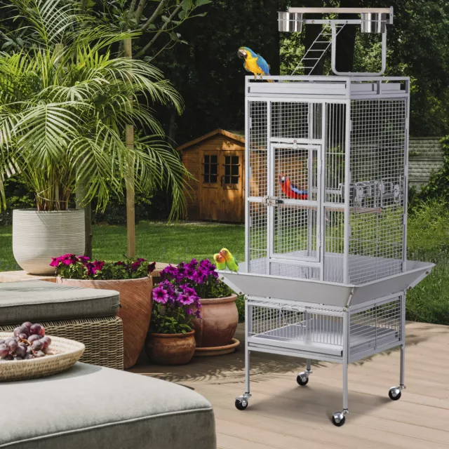 LARGE BIRD CAGE Large Play Top Parrot Finch Cage Pet Supplies Removable ...