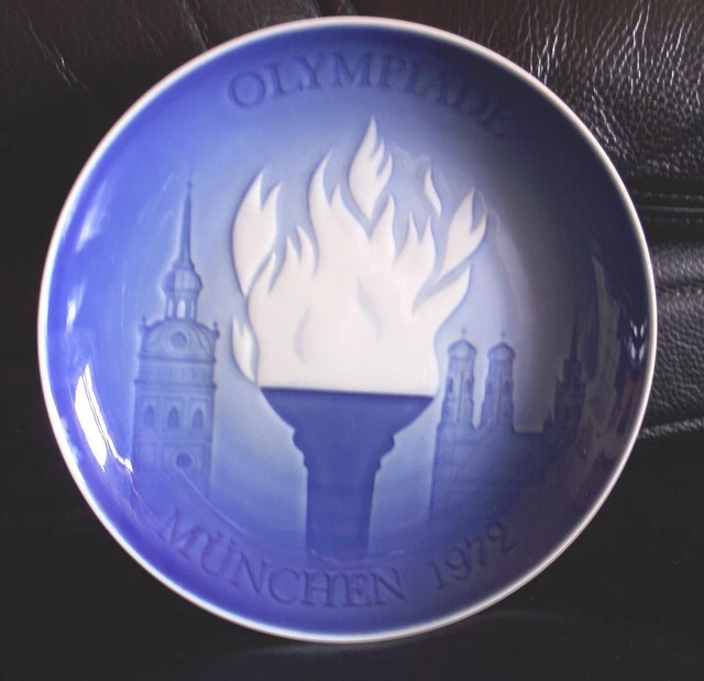 Assiette Flamme Jeux Olympiques Munich 1972 Porcelaine Copenhague Collecti Sport