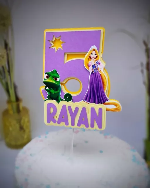 Personalisierte Rapunzel CakeTopper  Kuchendeko Tortenfigur  Namen Gold Hair