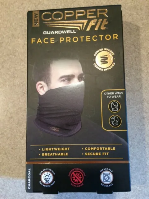 NIB Copper Fit Guardwell Face Protector Charcoal Color Reusable Copper Infused.