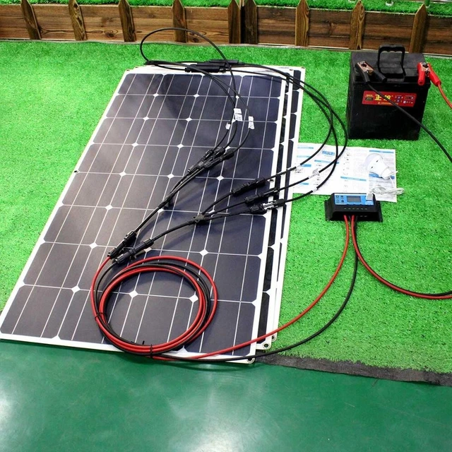 Kit de panneau solaire flexible 12V pour voiture et camping-car, chargeur de bat