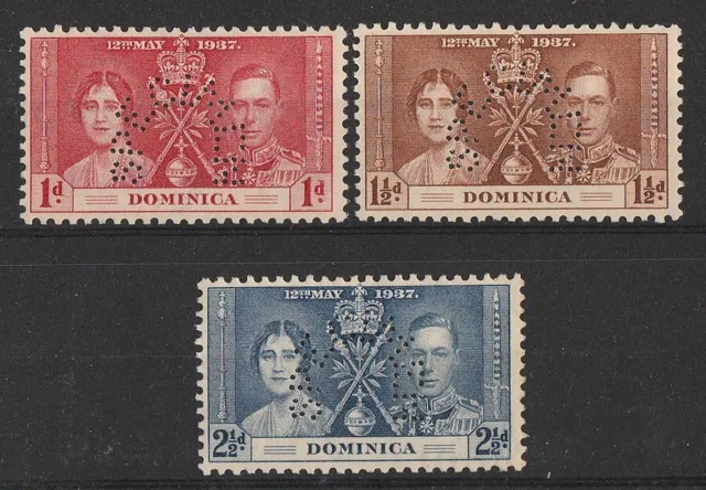 DOMINICA 1937 KGVI Coronation set 1d-2½d SPECIMEN. MNH **.