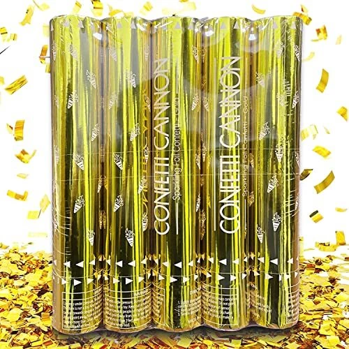 5 Packs Confetti Cannons, 12 inch confetti cannons party poppers, gold confettin