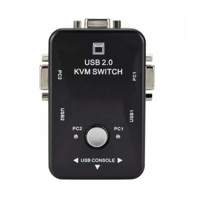 USB VGA KVM Switch Box For Mouse Keyboard Monitor Sharing 2 Computer PC 2 Ports