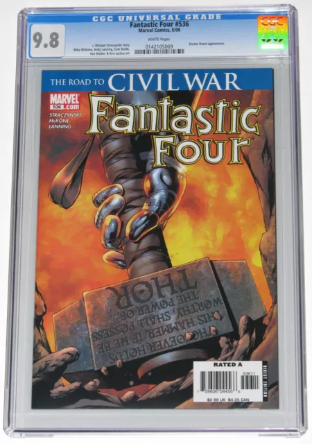 Fantastic Four 536 CGC 9.8. Doctor Doom weilds Thor's Mjolnir?! Straczynski.