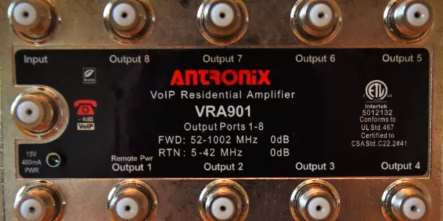 VRA901/ACP Antronix 8+1 Port F81 Coax RF Unity Gain Amplifier