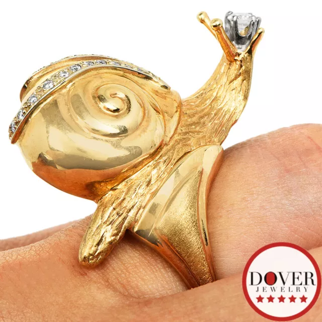 Estate Diamond 14K Gold Large Snail Cocktail Ring 9.1 Grams NR