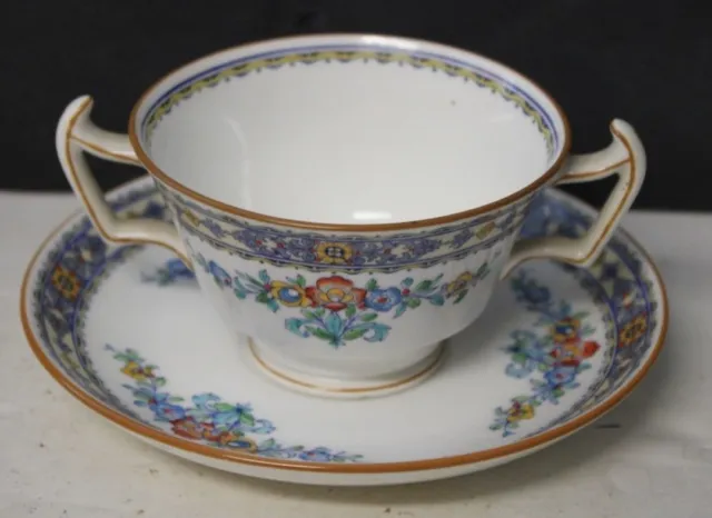 Minton Mintons Luxor Footed Cream Soup Bouillon Cup  & Saucer Set Of 4