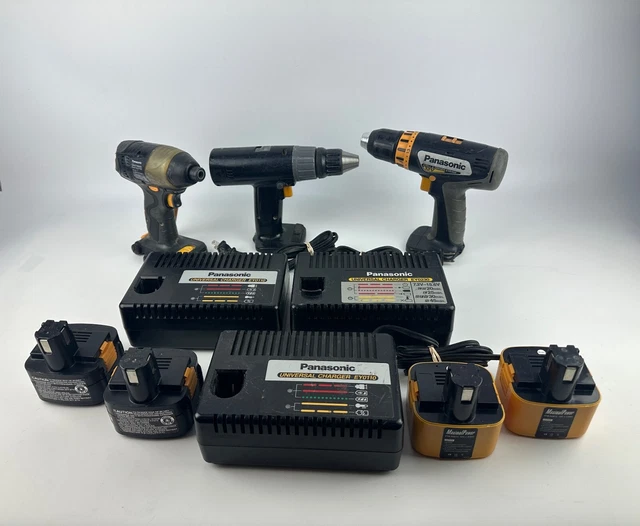 Panasonic Impact Driver and Drill Set 12V EY7201 and EY6409 Batteries & Chargers Panasonic Impact Driver and Drill Set 12V EY7201 and EY6409 Batteries & Chargers