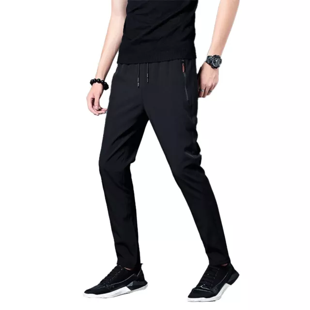 MEN'S ELASTIC WAIST Sports Jogging Pants Casual Workout Trousers Black ...