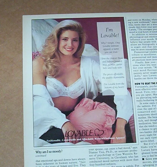 1993 PRINT AD - Lovable bra lingerie SEXY blonde Girl vintage